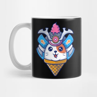 Cat samurai mascot cartoon Mug